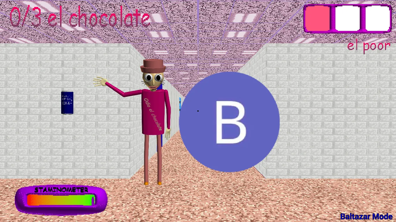 Baltazar Mode screenshot with the central character and a large B marker