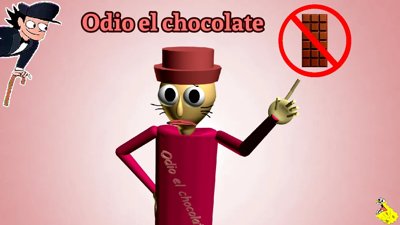 Official Odio el Chocolate cover showing the pink character and crossed-out chocolate