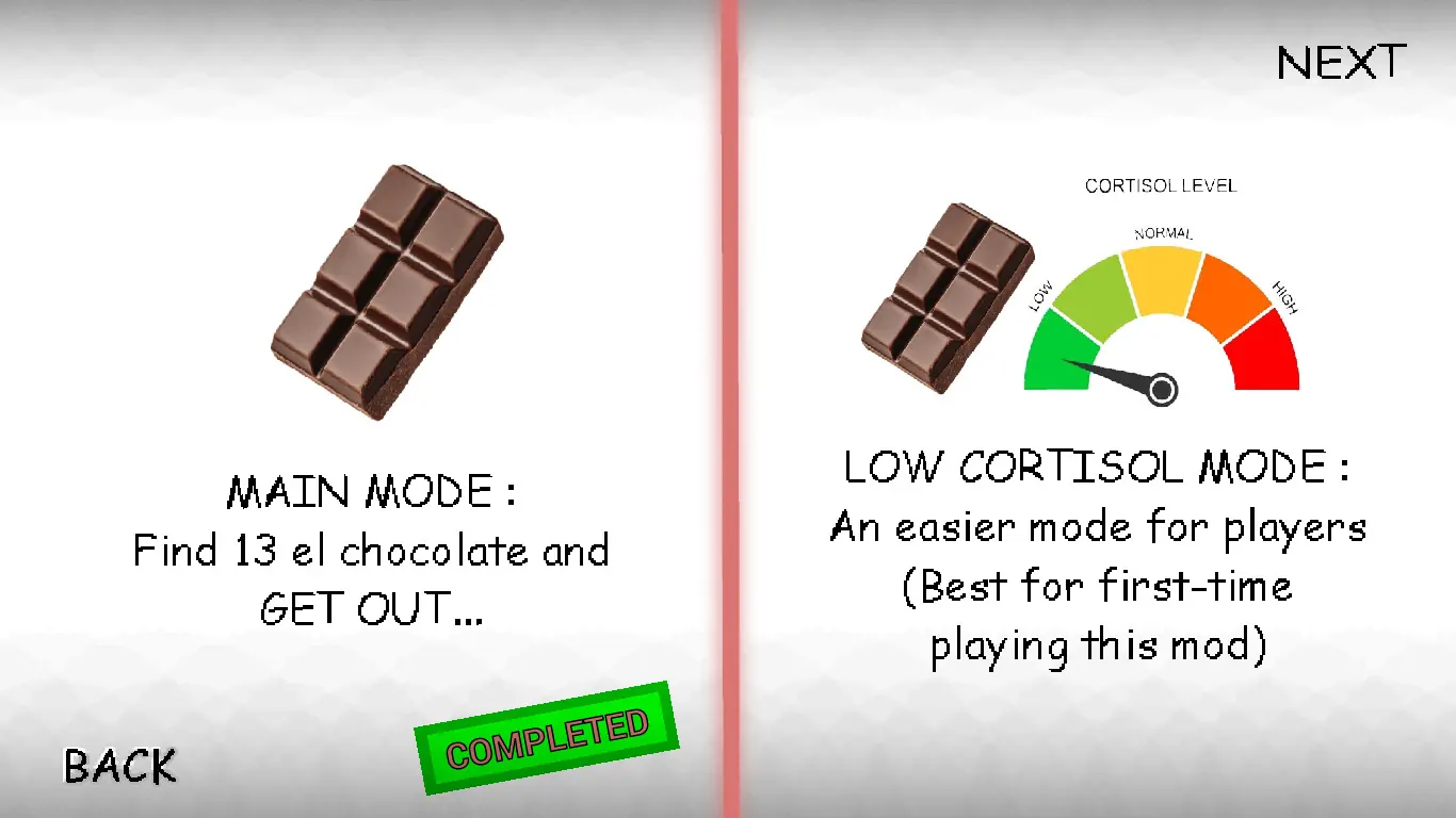 Mode selection showing Main Mode and Low Cortisol Mode descriptions
